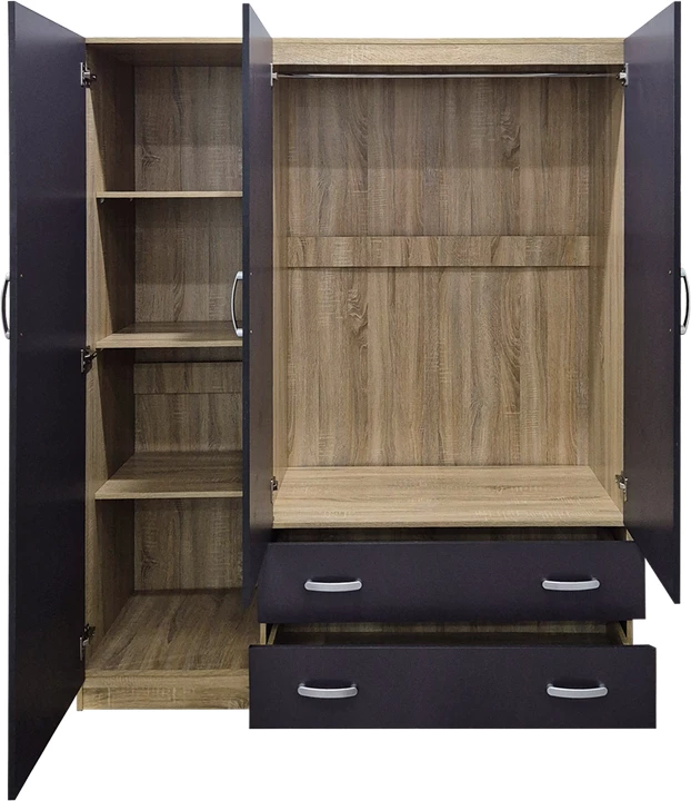 Dollap me tre dyer, dy sirtar, ngjyrë sonoma-antracit, Alvia, 150x51x180cm