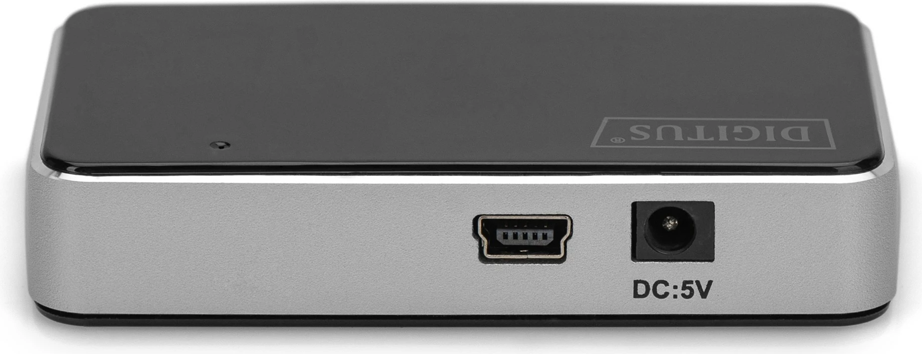 Hub USB Digitus, 4 Porta, USB 2.0, 480 Mbit/s, Ngjyrë e zezë, Argjend