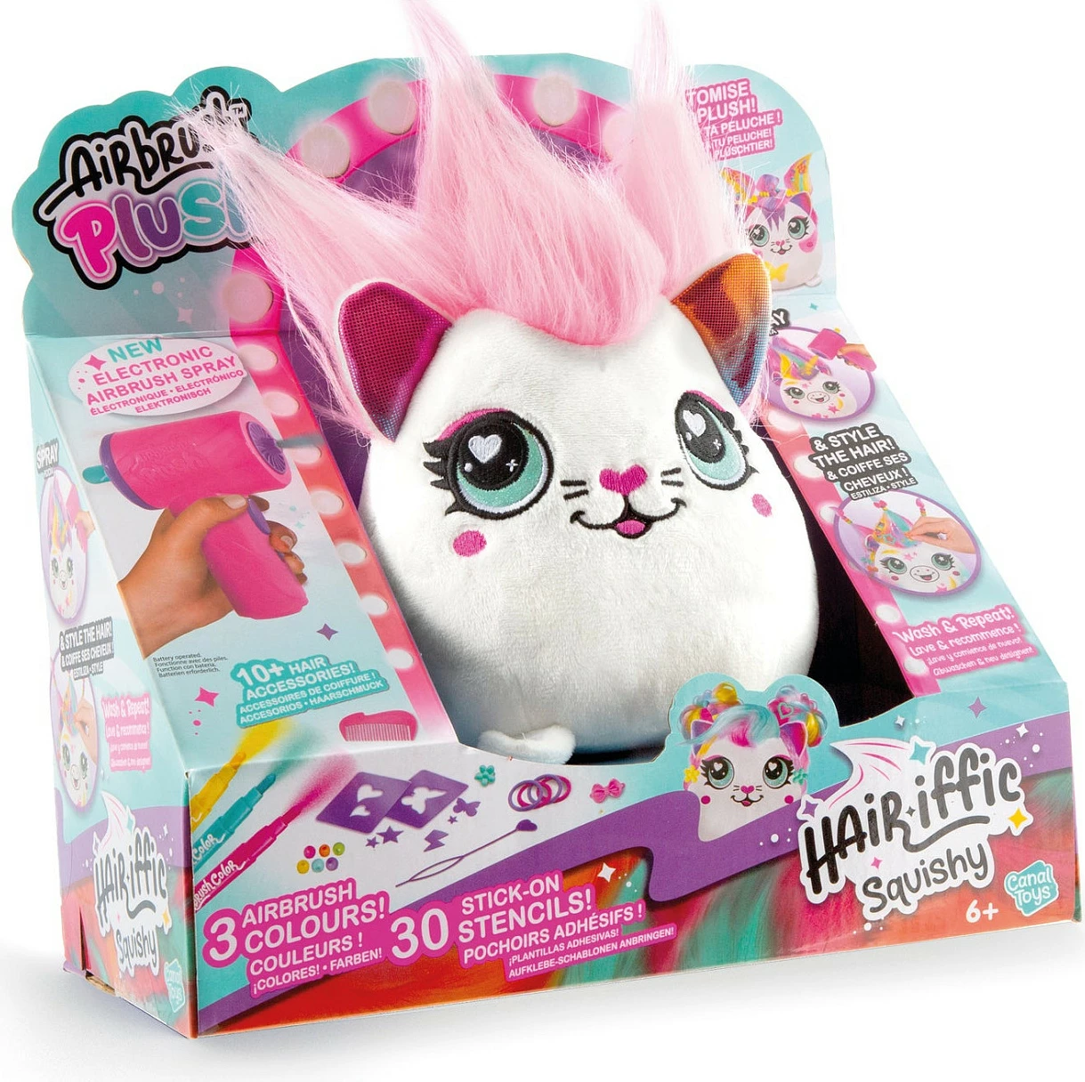 Lodër pelushi Canal Toys Airbrush Plush AIR 040, set stilimi flokësh, 148 pjesë, multikolor