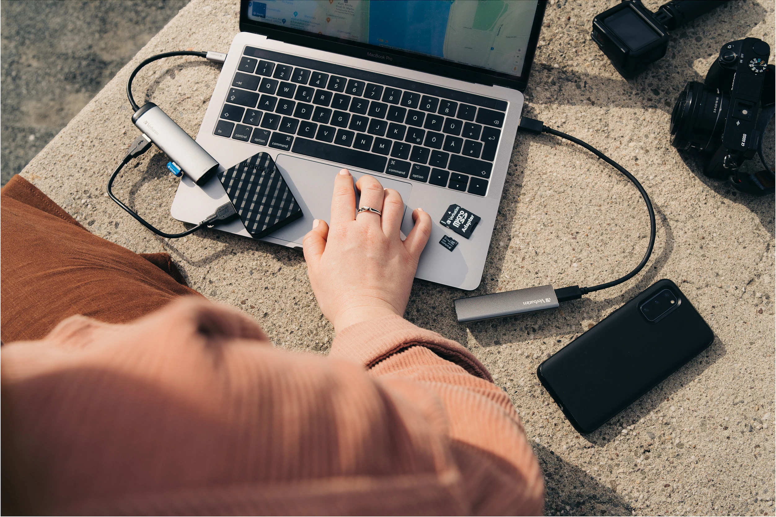 USB-C HUB Verbatim Multiport 4x USB-A USB 3.2 Gen 1, 0.15 m, gri