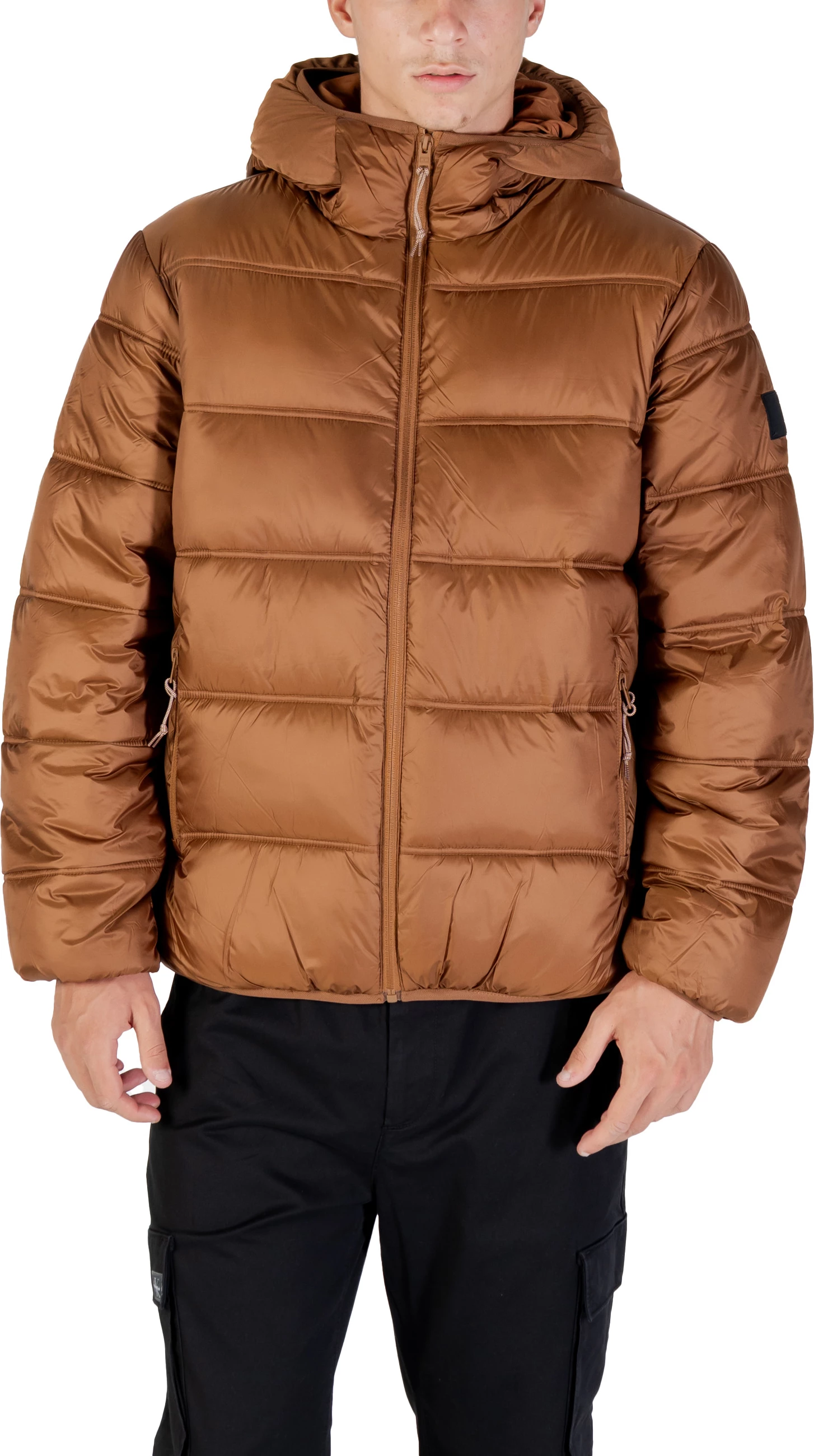 Jakne për meshkuj Tommy Hilfiger Jeans TJM Hooded Logo Puff DM0DM22044, kafe
