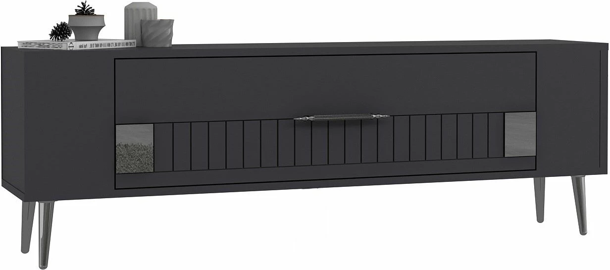 Komodë TV Skye Decor, Retrolp4, antracit, argjend
