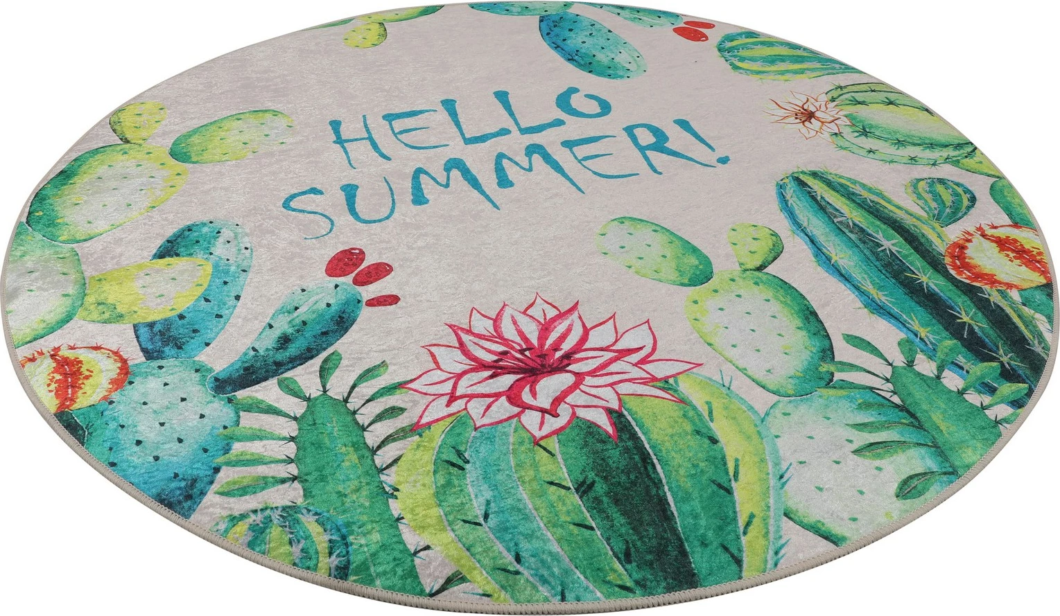 Tapet banje i rrumbullakët, shumëngjyrësh, 'Hello Summer', 140cm