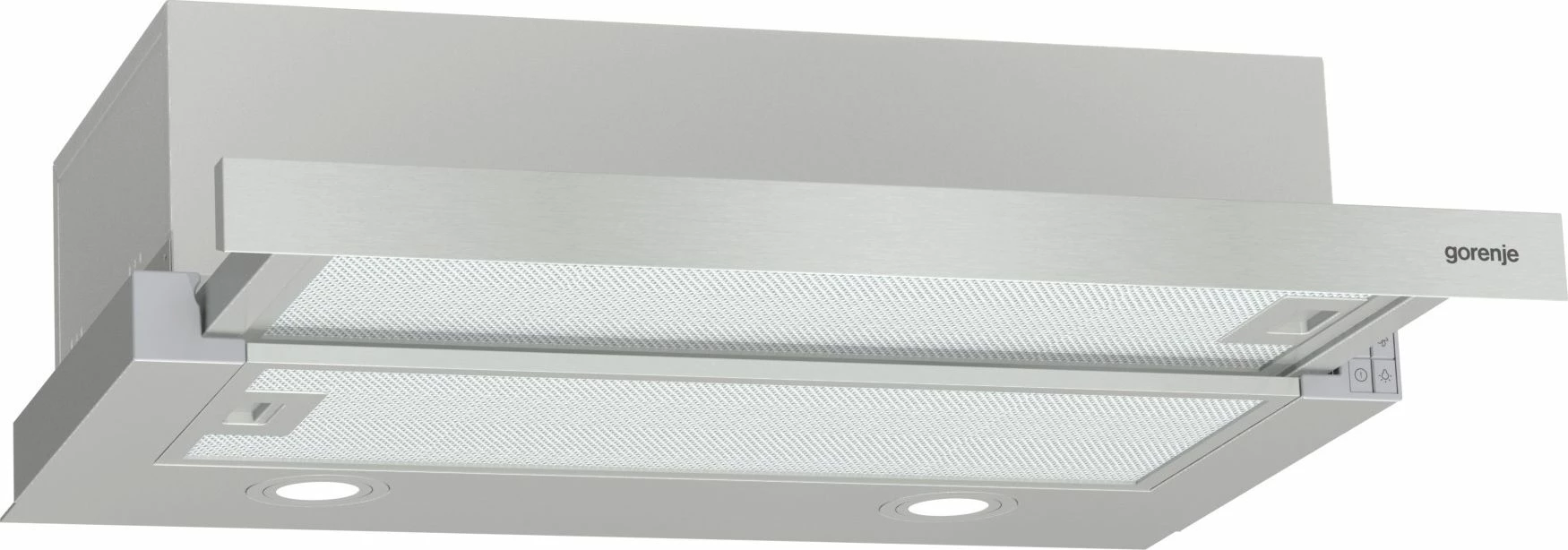 Aspirator kuzhine Gorenje TH62E4X 60 cm teleskopik, 450 m³/h, inox, argjend