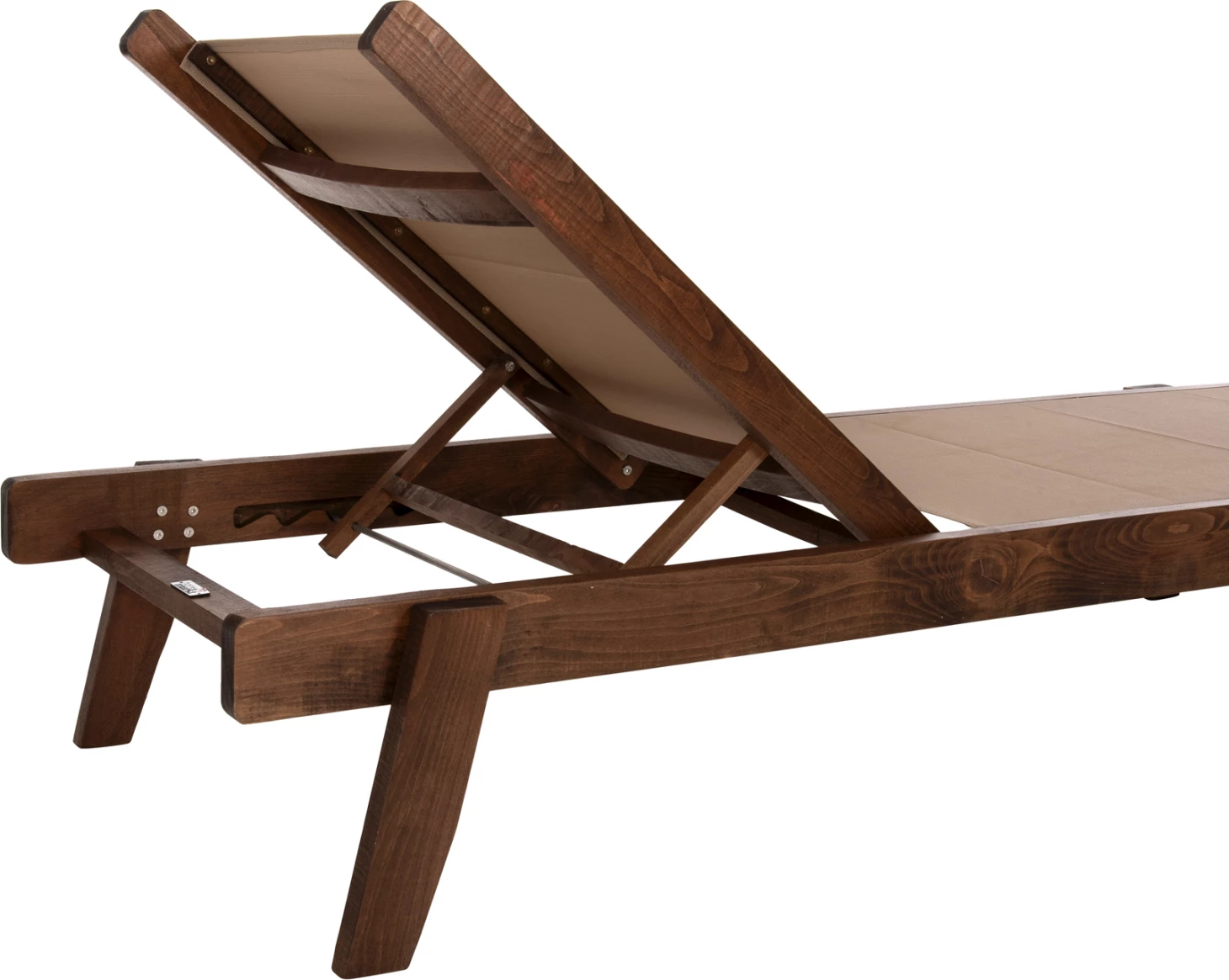 Shezlong profesional për plazh, dru fagu, ngjyrë arre dhe tekstileni mocha, FH10356.06, 200x61-66x31-91H cm