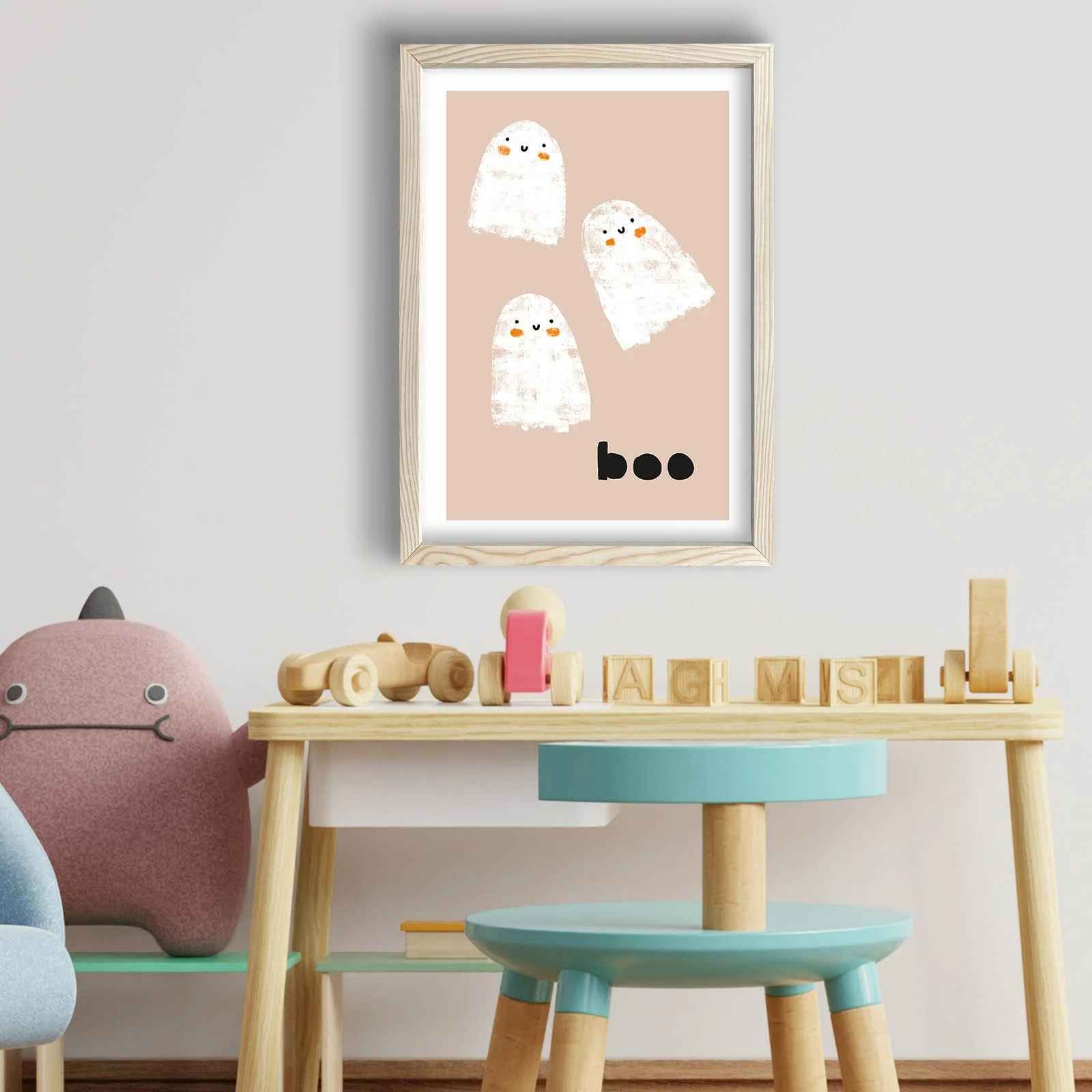 Pikturë dekorative me kornizë MDF, Wallity, 3853KCT-010, ngjyrë e bardhë dhe pudër, 38x53cm