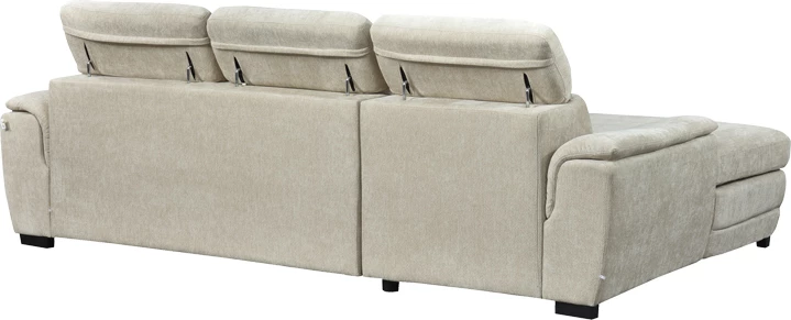 Këndare Dreamora me hapësirë për depo, kënd i djathtë, stof bezhë, 270x167x82cm