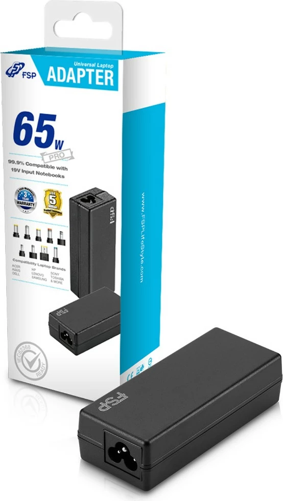 Adapter për laptop FSP NB PRO, 65 W, 18 - 20 V, i zi
