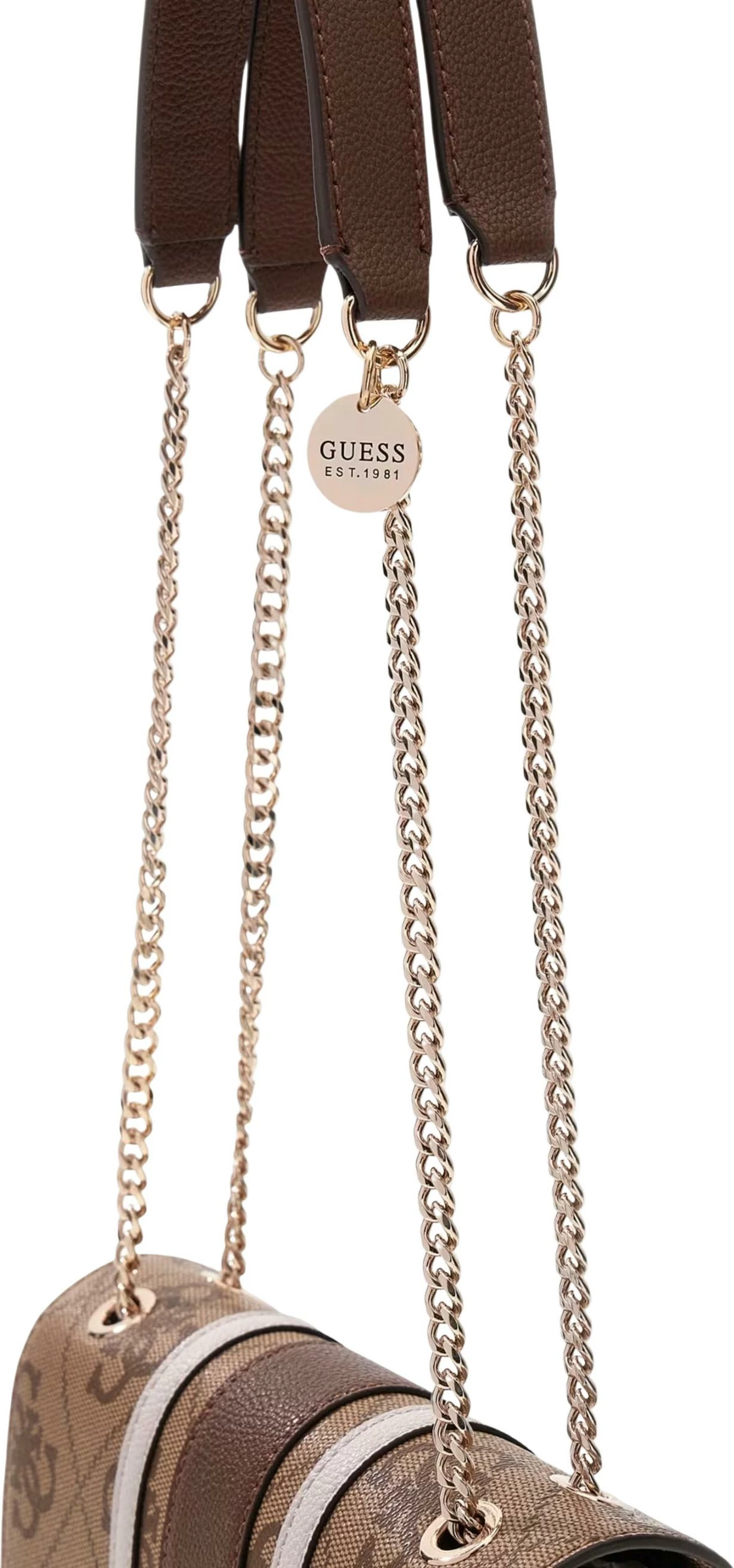Çantë krahu për femra Guess Elsie HWSS96 72210, bardhë-kafe