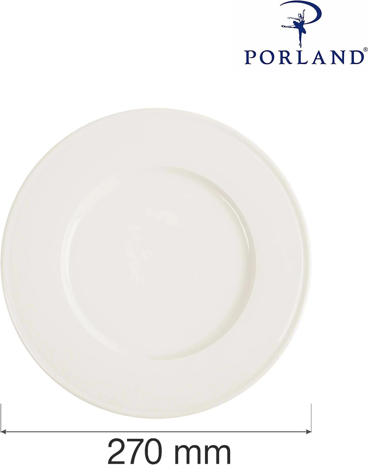 Pjatë e rrafshët Porland Line Ø270 mm krem, set 6 copë