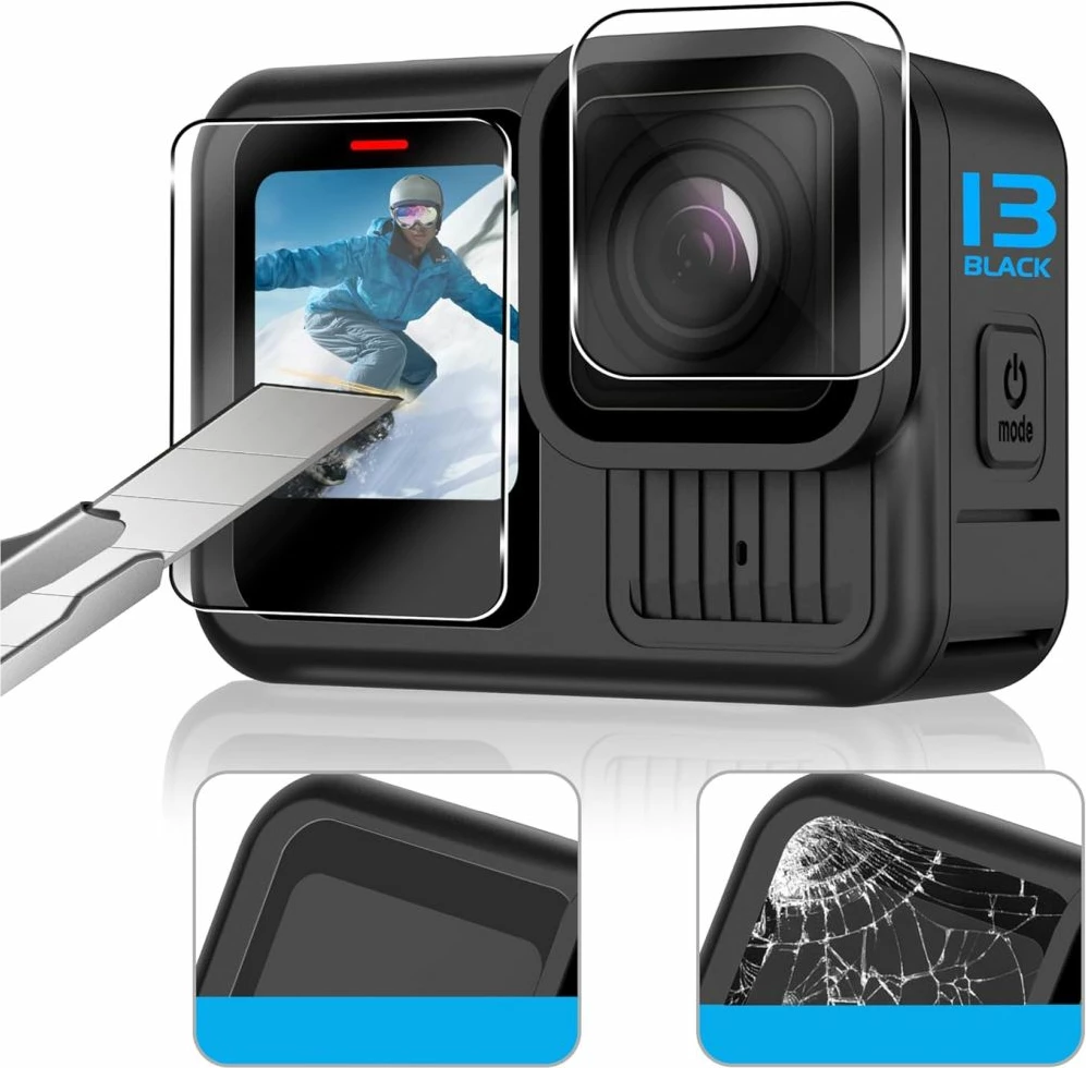 Xham i kalitur mbrojtës Tech-Protect Glass Fit+ për GoPro Hero 13, 0.3mm 9H, transparent, set 2-pak