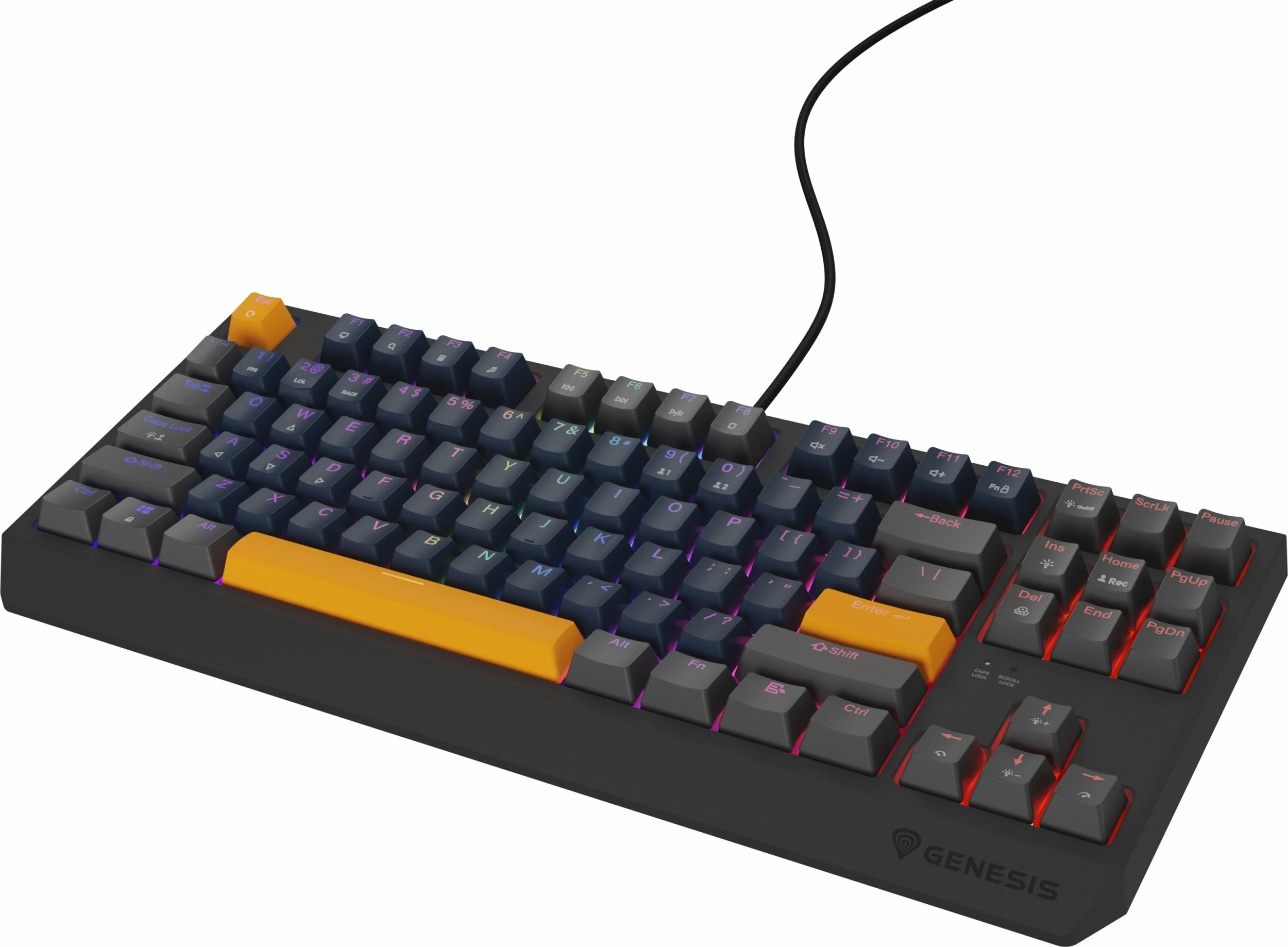 Tastierë mekanike gaming Genesis Thor 230 TKL NKG-2163, Outemu Panda, USB, RGB, layout US, Hot Swap, blu