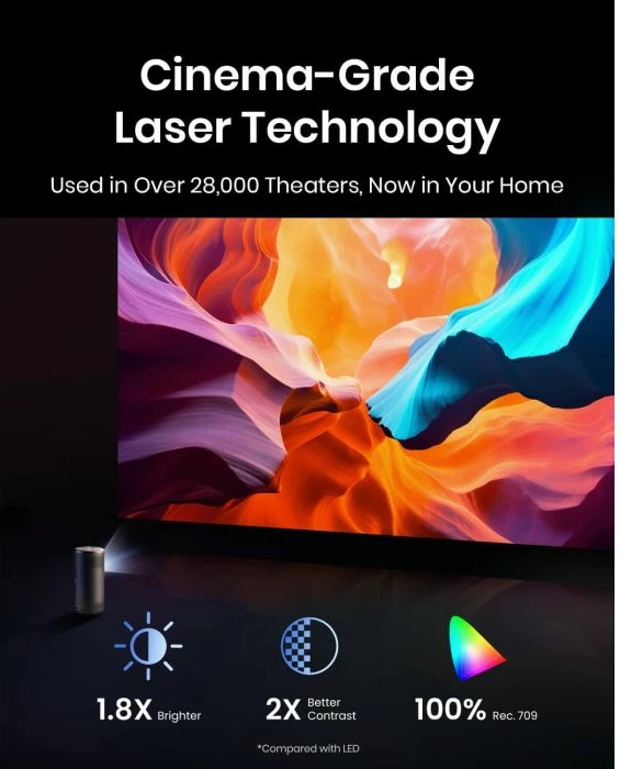 Projektor portativ NEBULA Capsule 3 Laser 1080p, 300 ANSI, Android TV 11, bateri 52Wh, altoparlant 8W, i zi