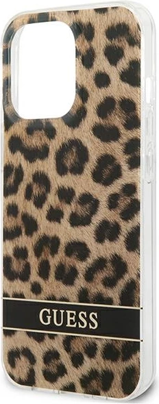 Mbështjellës Guess GUHCP13LHSLEOW për iPhone 13/13 Pro 6.1", hardcase, Leopard, kafe