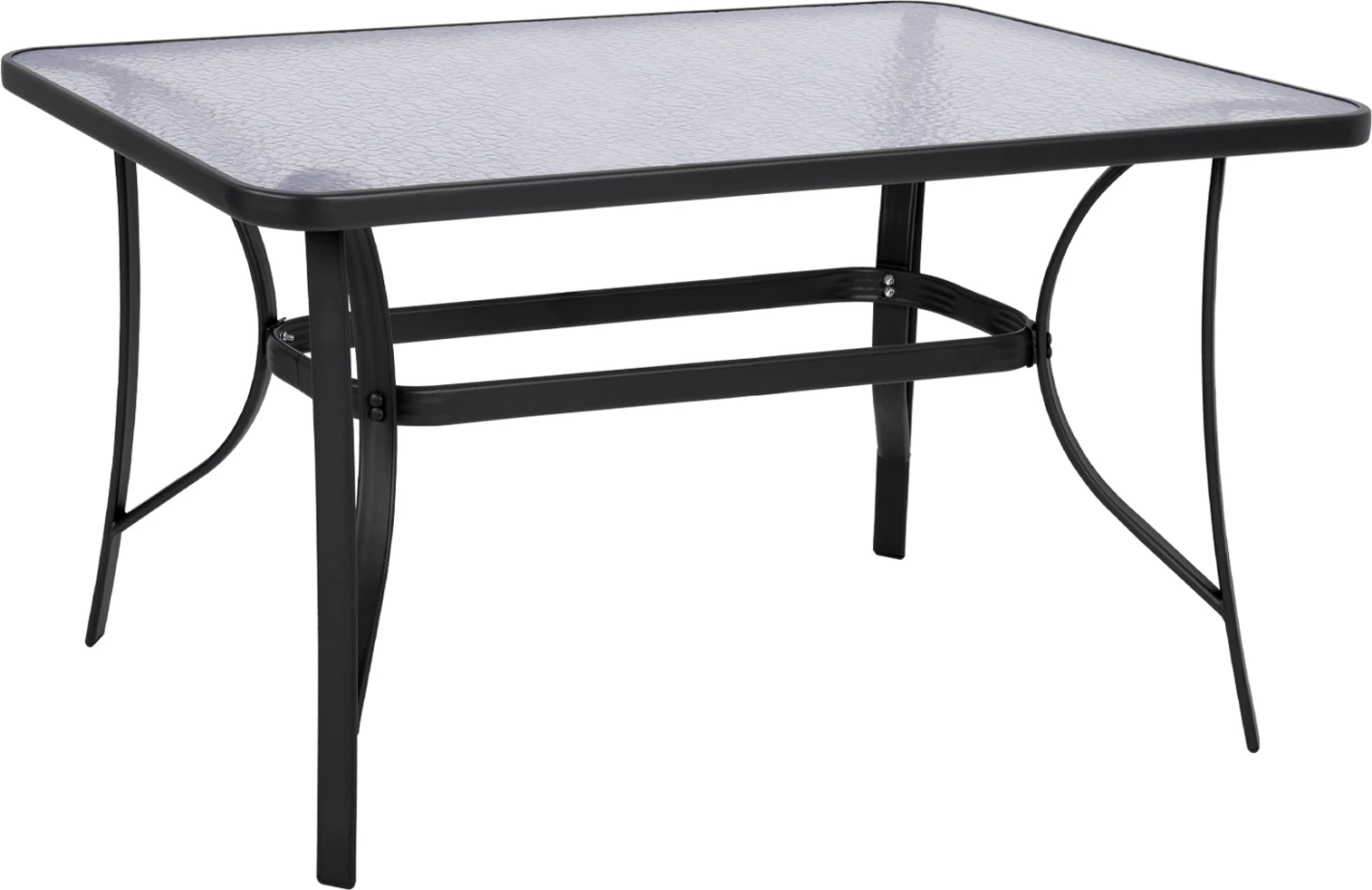 Tavolinë metalike Bruno, ngjyrë gri, sipërfaqe tavoline prej xhami të temperuar, 140x80x72 cm