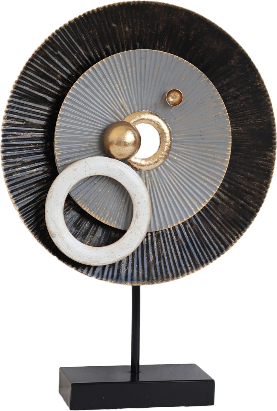 Dekorim metalik për tavolinë, ngjyrë e zezë dhe ari, FH7176, 33x8x47 cm