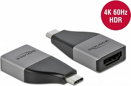 Adapter USB-C në HDMI DeLOCK, 4K 60Hz HDR, USB 3.2 Gen 1, gri