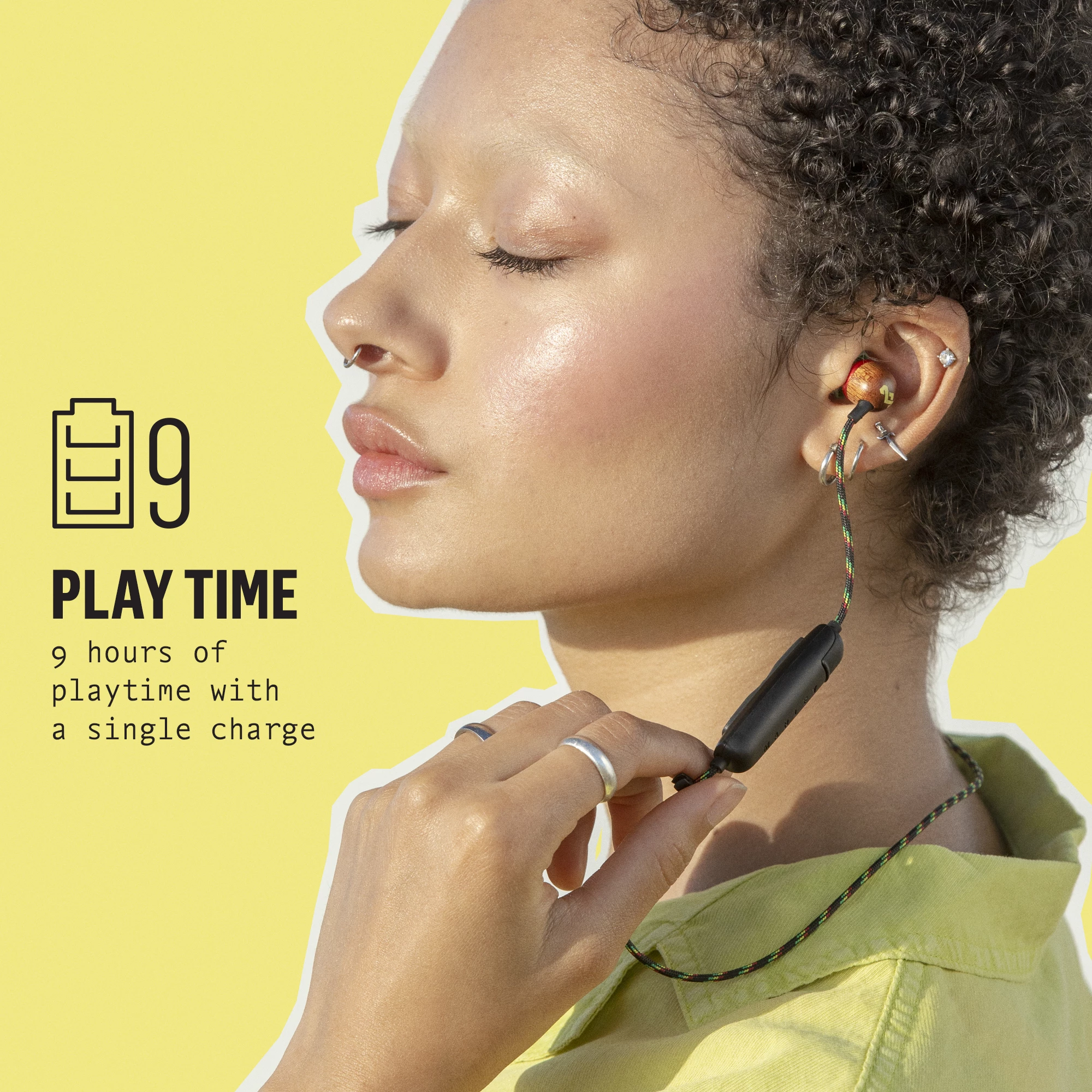 Kufje House of Marley Smile Jamaica Wireless 2, Bluetooth 5.0, 9h bateri, IPX4, me mikrofon, Rastac
