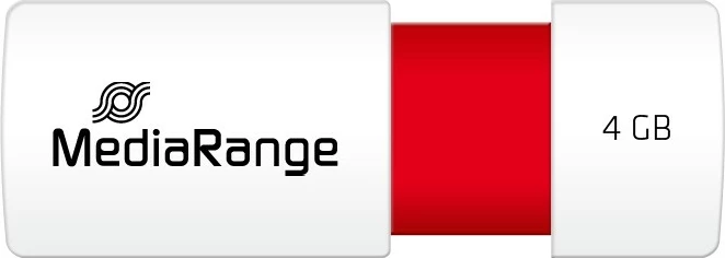 USB stick MediaRange 4GB, USB 2.0, slider, kuqe