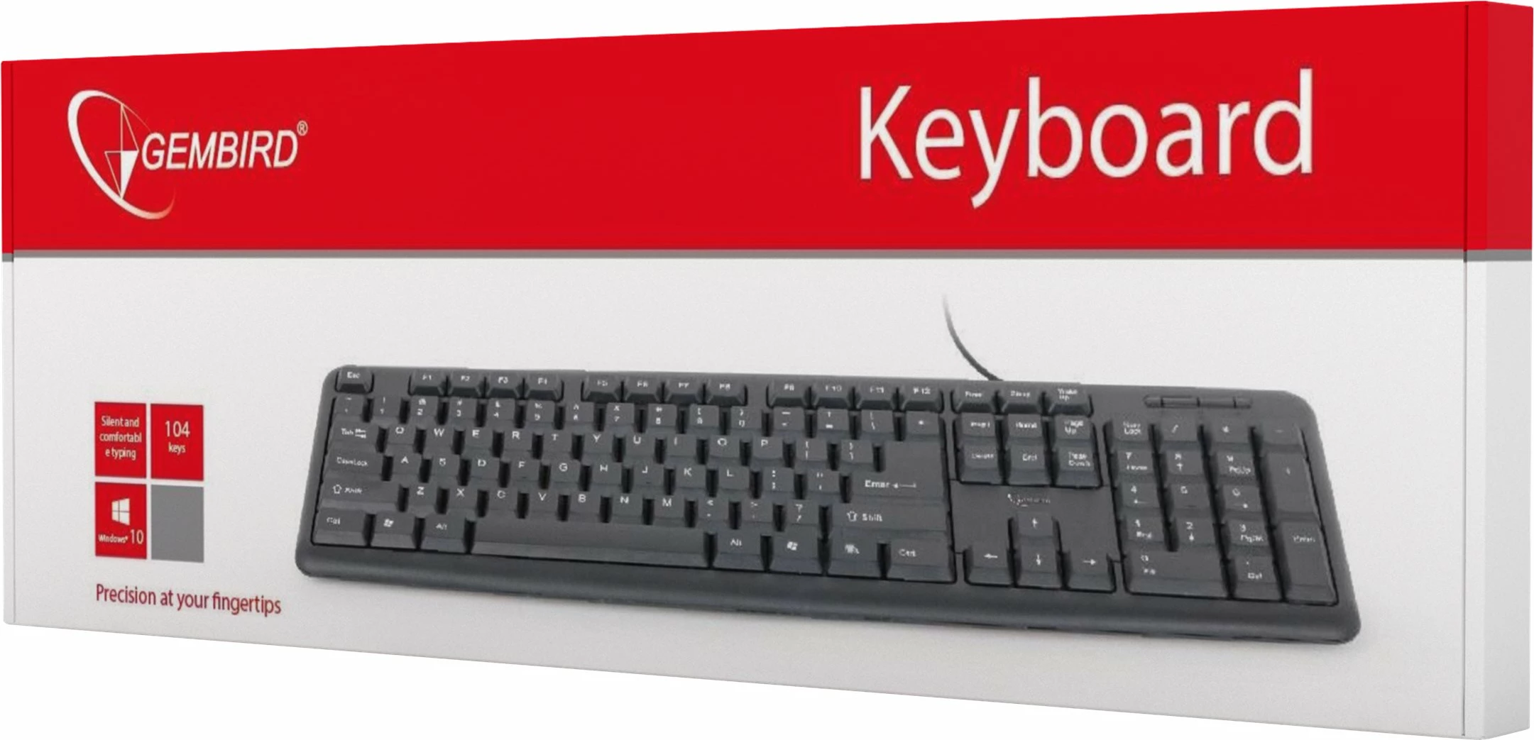 Tastierë Gembird KB-U-103, me kabllo USB, 104 taste, US layout, e zezë