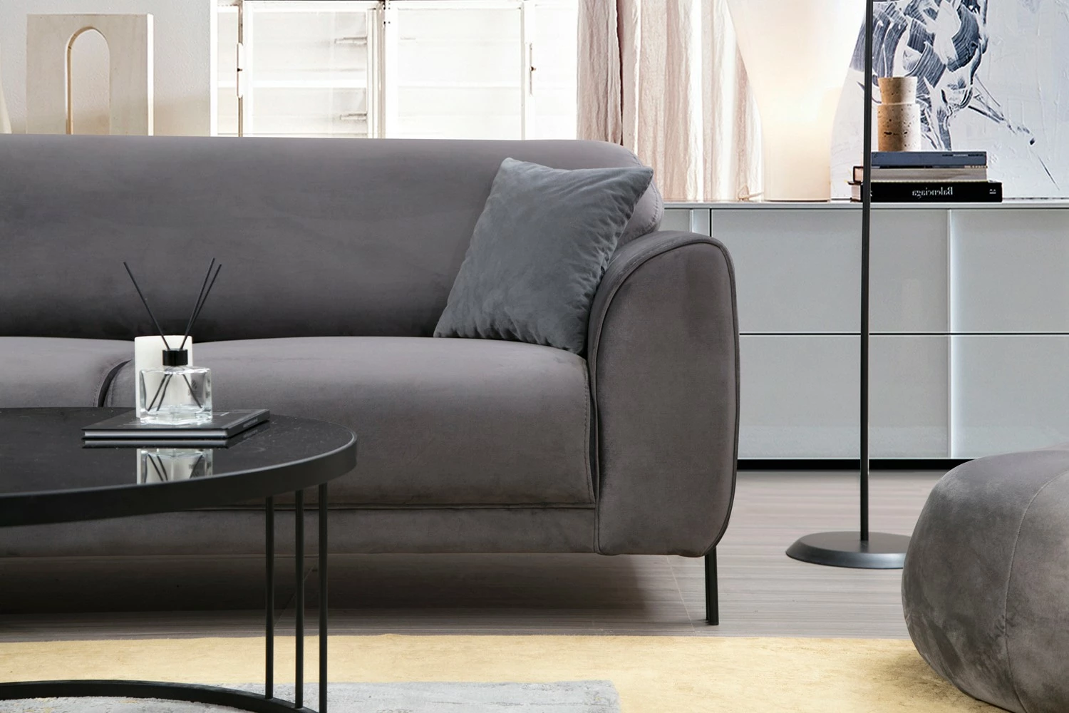 Kënd divan-krevat Atelier del Sofa, këndi majtas, anthracite