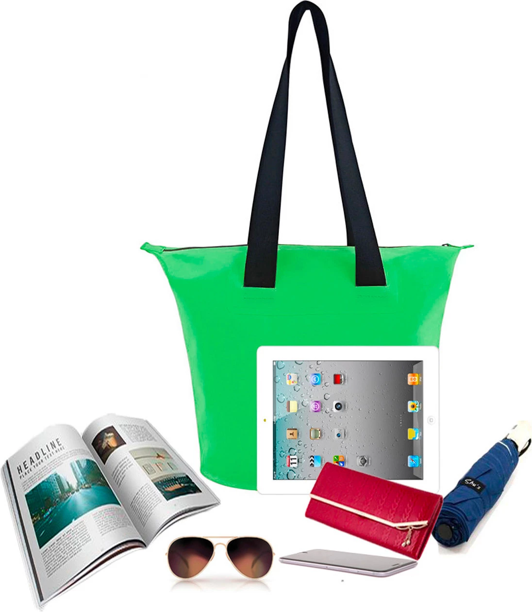 Çantë uji-rezistente Hurtel 11L, PVC, e gjelbër