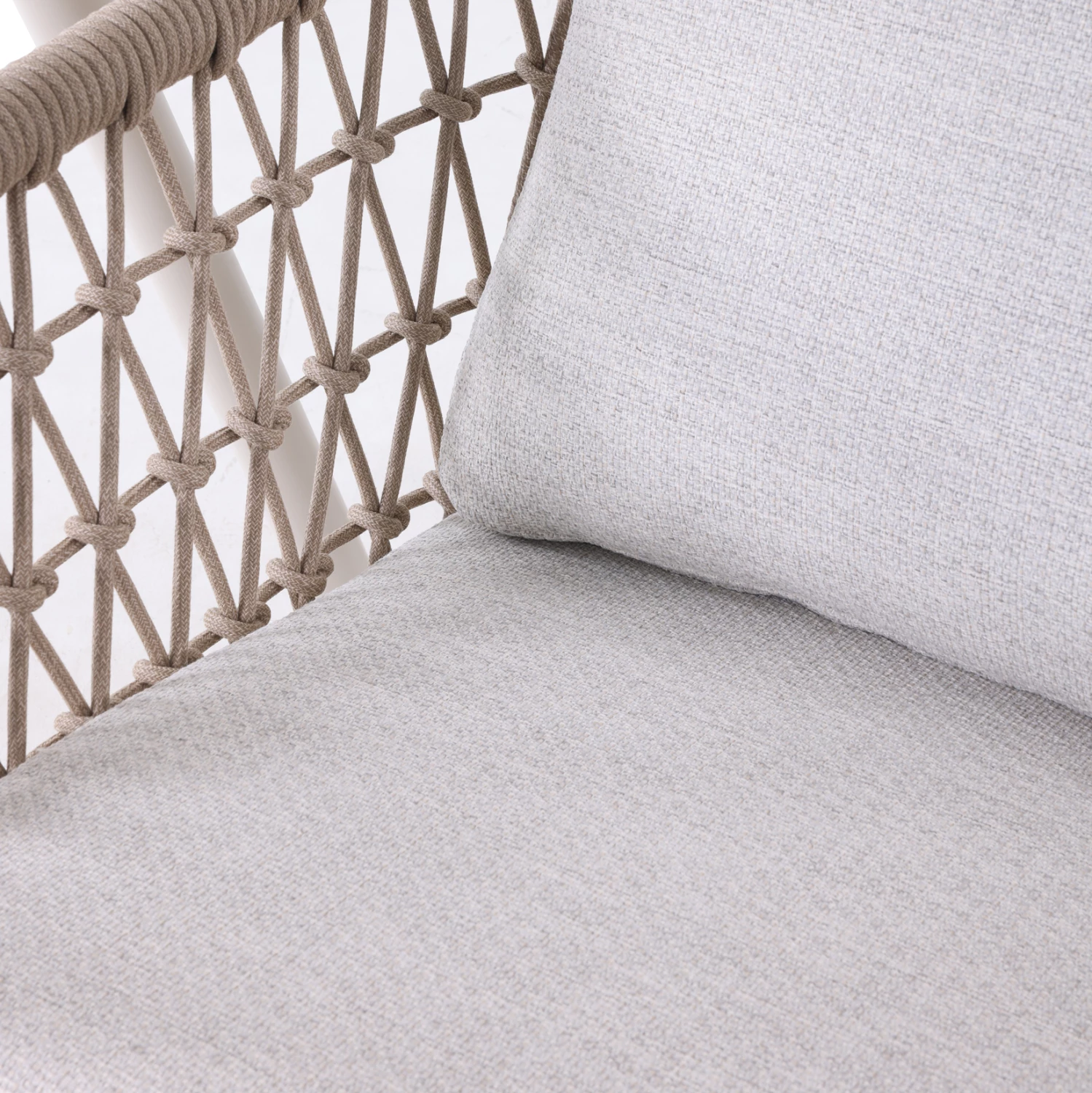 Luhatëse me tendë për jashtë, 3 vende, alumin ngjyrë fildishi, litar natyral, jastëkë bezhë, tendë e bardhë, EXCELSIOR CD6411.01, 185x134x175cm