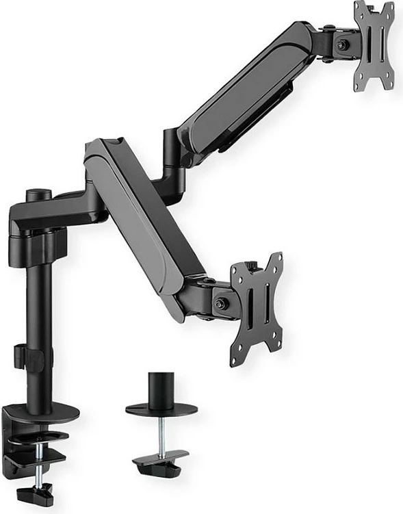 Krah monitori VALUE 17.99.1182, mbajtëse me clamp, për 2 monitorë 17"-81", VESA 75x75/100x100, deri 18 kg, e zezë