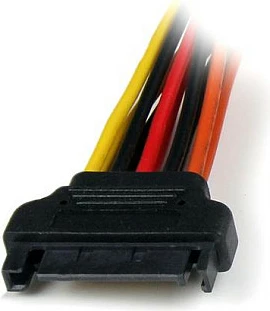 Kabl adaptor StarTech 6in Latching SATA Power Y Splitter, 1x SATA 15-pin M në 2x SATA 15-pin F, 15cm, zi/kuq/verdhë/portokalli