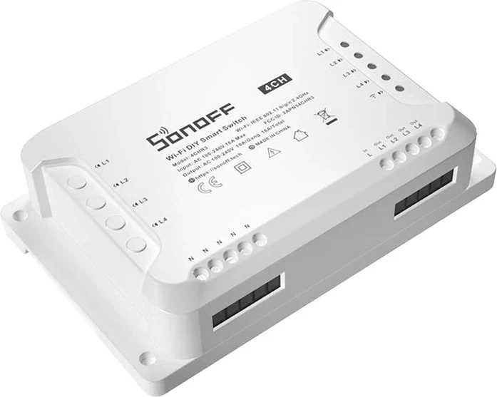 Ndërprerës i mençur Sonoff 4CHR3, 4 kanale, WiFi, i bardhë