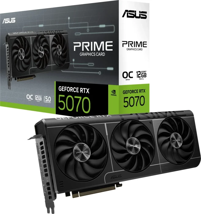 Kartelë grafike ASUS Prime GeForce RTX 5070 O12G 12GB GDDR7 PCIe 5.0, e zezë