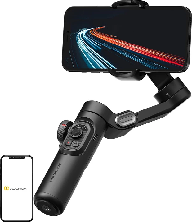 Gimbal stabilizator për celular AOCHUAN Smart XE 3-aksësh, 2600 mAh, set me tripod, i zi