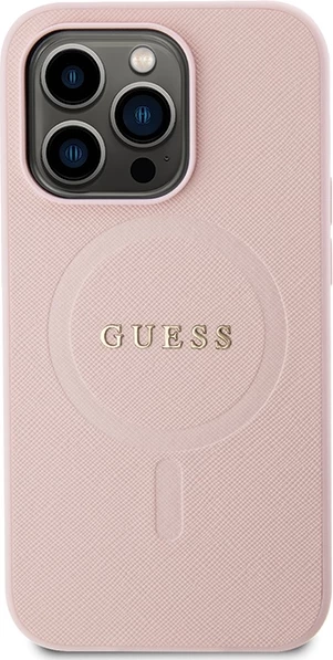 Mbështjellës Guess GUHMP13XPSAHMCP për iPhone 13 Pro Max, Saffiano MagSafe, rozë