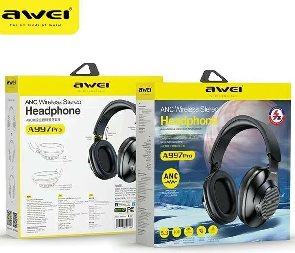 Kufje Bluetooth AWEI A997 Pro ANC, Over-Ear, Stereo, Mikrofon, e zezë