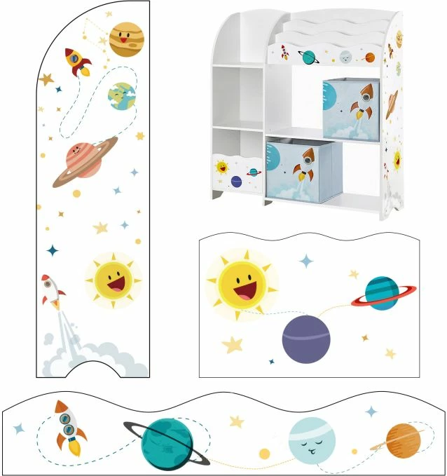 Organizator lodrash dhe librash SONGMICS GKR42WT 93x30x100 cm, me 2 sirtarë pëlhure, i bardhë