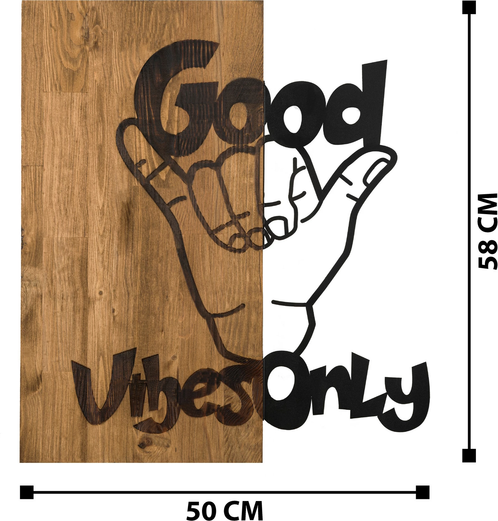 Aksesor dekorativ për mur, dru, Wallity, Good Vibes