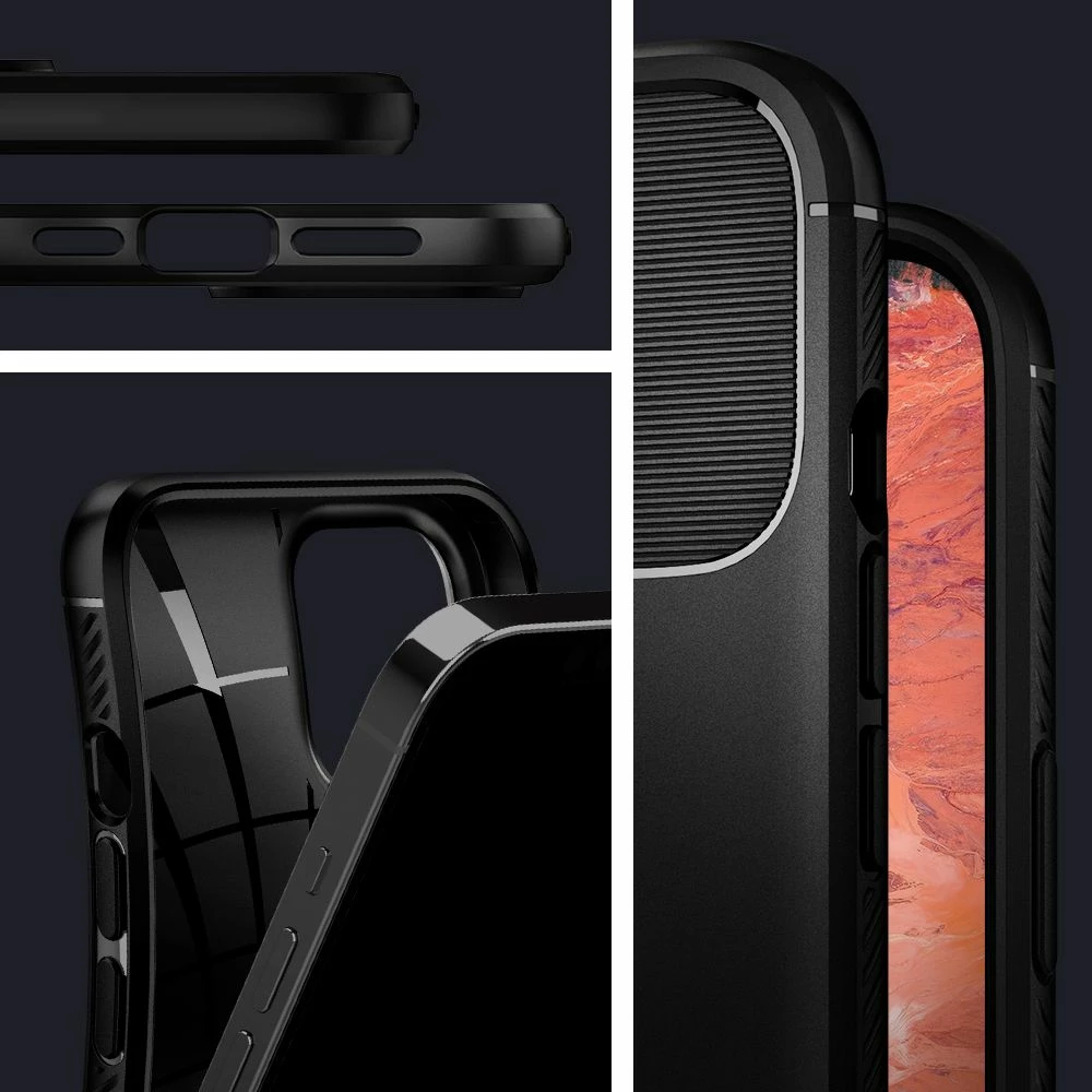 Mbështjellës Spigen Rugged Armor për iPhone 12 / iPhone 12 Pro, Matte Black