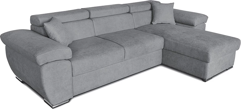 Divan qoshe me shtrat, i kthyeshëm, ngjyrë gri, Comy, 286x160x75-90cm