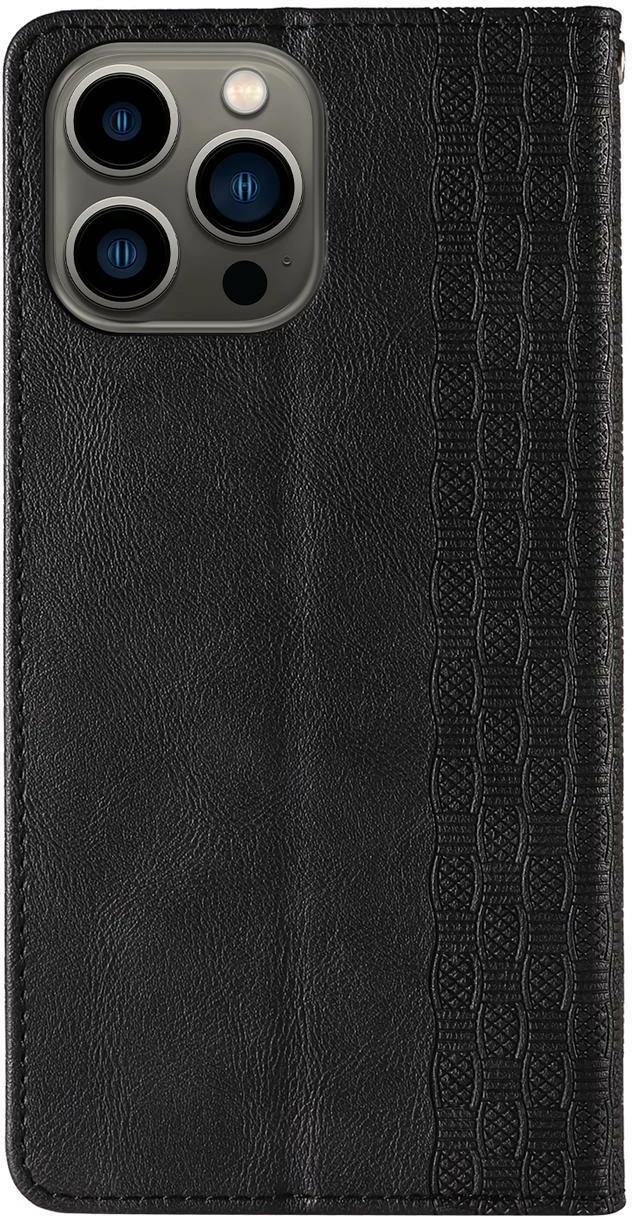 Mbështjellës Hurtel Magnet Strap Case për iPhone 14 Pro, me portofol, mbajtëse dhe rrip dore, e zezë
