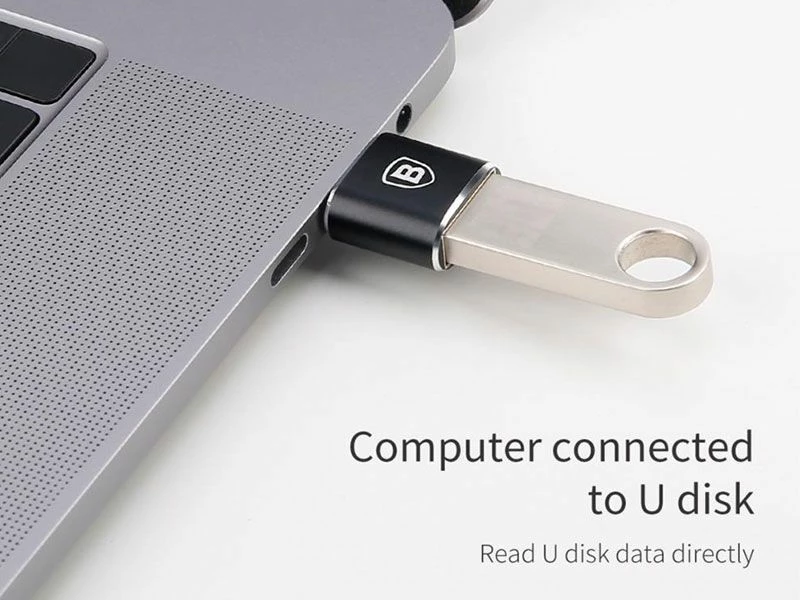 Adapter Baseus 27625-uniw USB-A në USB-C, USB 2.0, OTG, 2.4A, i zi