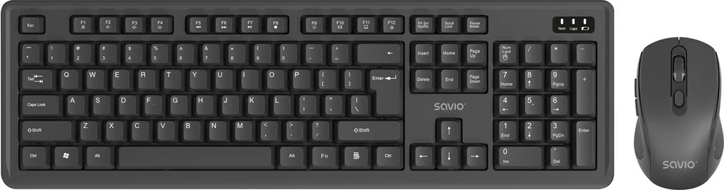 Set tastierë dhe maus wireless Savio KB-03, USB, QWERTY, Anglisht, e zezë