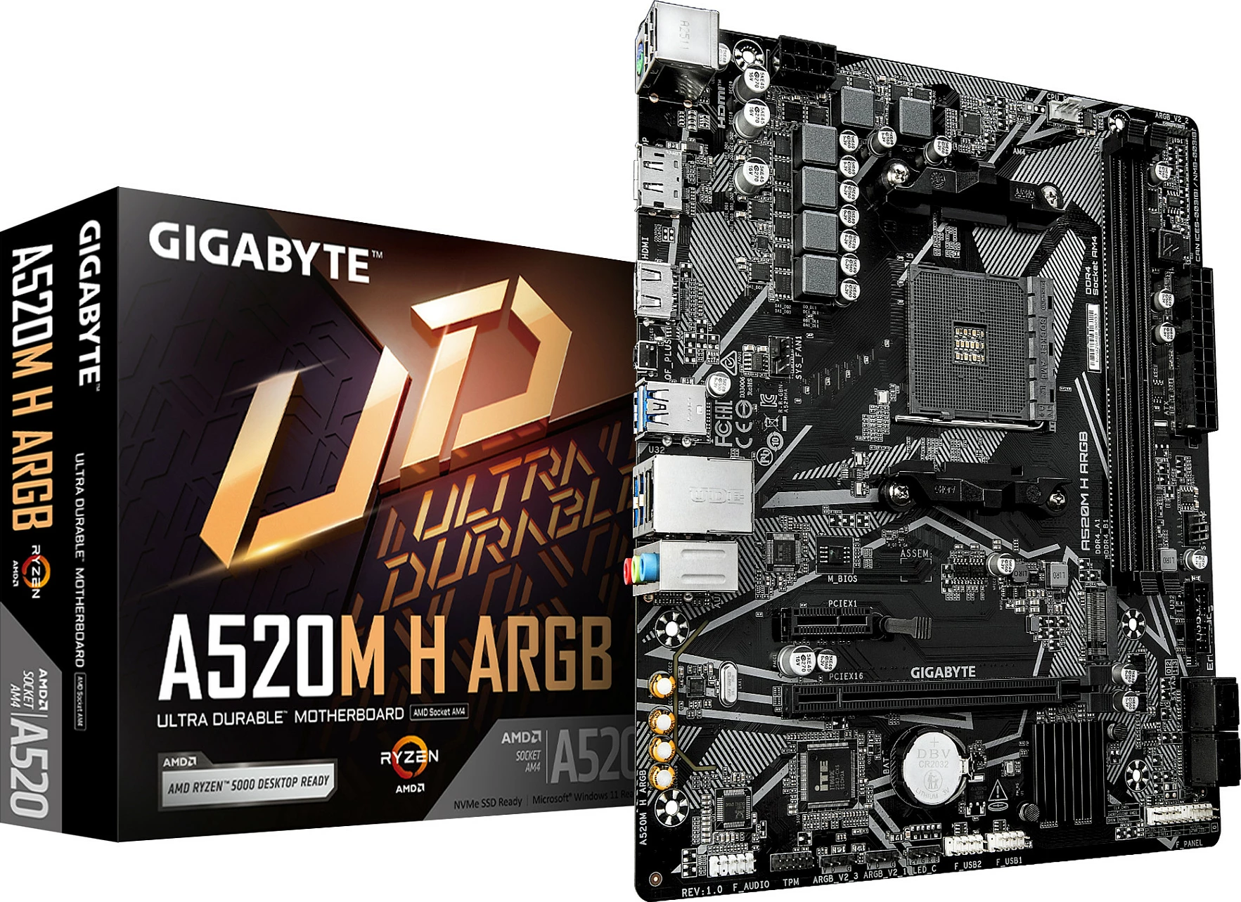 Pllakë amë Gigabyte A520M H ARGB, Socket AM4, mATX, DDR4
