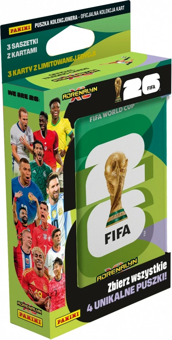 Karta koleksionuese Panini FIFA World Cup 2026 Mini Can Cards, MPN 048-02936, set 3 sasheta + 3 karta Limited Edition