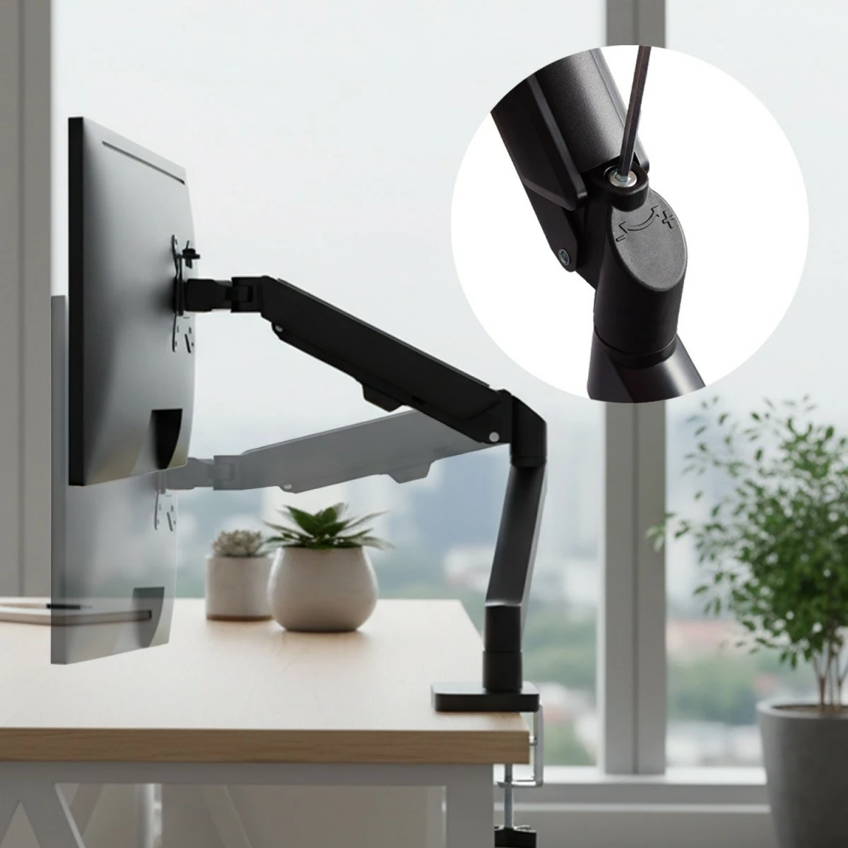 Mbajtës monitori, Maclean MC-133, 17-32", 2-10 kg, rrotullim 180°, anueshmëri 45°, VESA 75x75/100x100, tavoline, zi