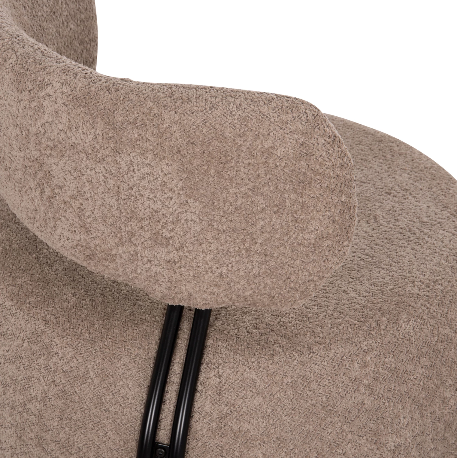 Karrige lounge e rrumbullakët KARSEN, stof boucle bezhë e errët, FH9598.08, 79x82x74cm