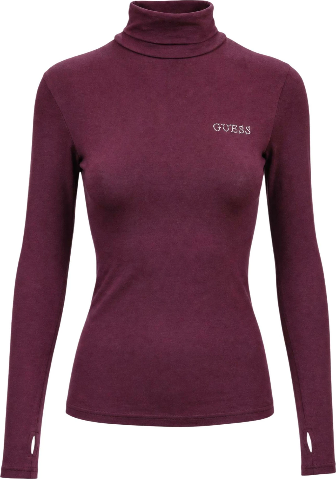 Maicë me mëngë të gjata për femra Guess Greta High Neck LS K V6BP11 K6907, bordo [Madhësia: L]