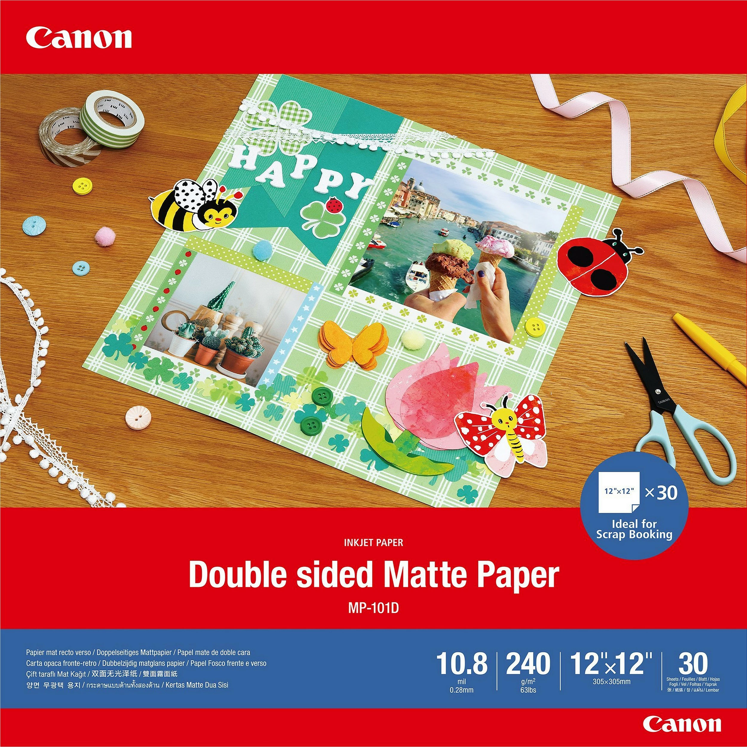 Letër matte dyanshme Canon MP-101D, 12"x12", 240 g/m², 30 fletë