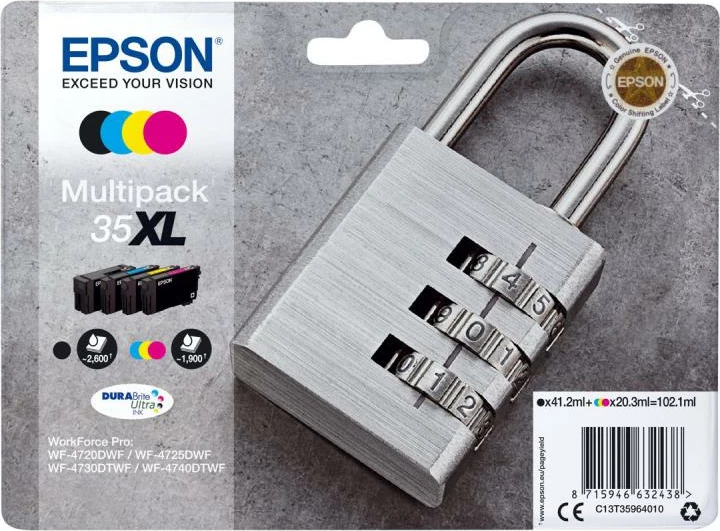 Kartush boje Epson 35XL Multipack C13T35964010 DURABrite Ultra XL, 42 ml, 4 ngjyra, set