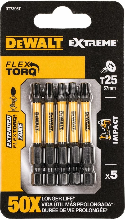 Bit kaçavidë Torx DeWalt DT7396T T25 57mm set 5 copë