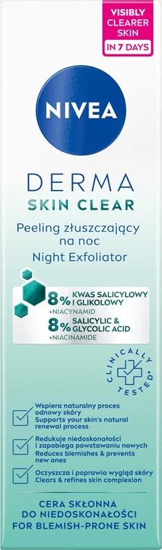 Peeling nate për femra Nivea Derma Skin Clear Night Peeling 40ml